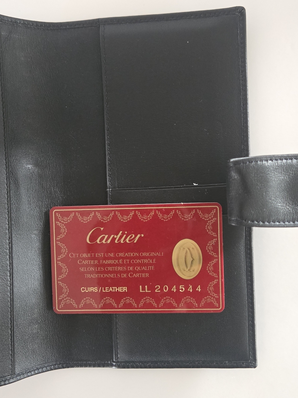 Authentic Cartier Black Leather Travel Wallet